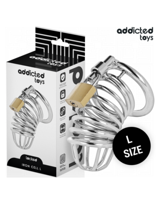 ADDICTED TOYS LOCKED - GABBIA PER PENE IN METALLO CON CELLULE DI FERRO 5 CM TAGLIA L
