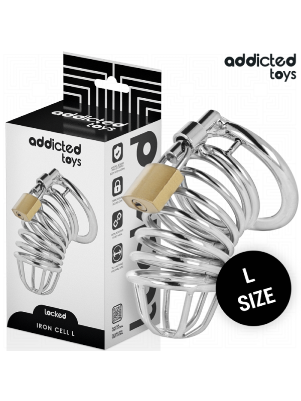 ADDICTED TOYS LOCKED - GABBIA PER PENE IN METALLO CON CELLULE DI FERRO 5 CM TAGLIA L