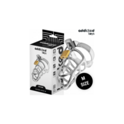 ADDICTED TOYS LOCKED - GABBIA PER PENE CON SERRATURA IN ARGENTO TAGLIA M