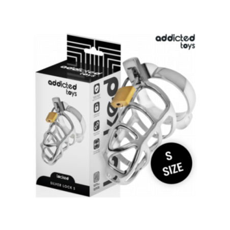ADDICTED TOYS LOCKED - GABBIA PER PENE IN METALLO CON BLOCCAGGIO ARGENTO TAGLIA S