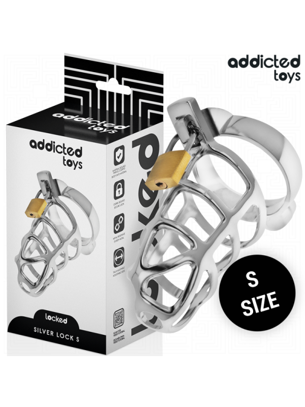 ADDICTED TOYS LOCKED - GABBIA PER PENE IN METALLO CON BLOCCAGGIO ARGENTO TAGLIA S