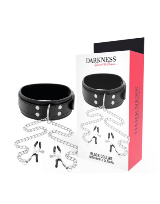 DARKNESS - COLLARE CON Morsetti PER CAPEZZOLI NERO