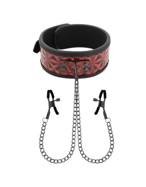 BEGME - COLLETTO RED EDITION CON MORSETTI PER CAPEZZOLI CON FODERA IN NEOPRENE