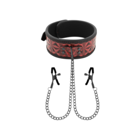 BEGME - COLLETTO RED EDITION CON MORSETTI PER CAPEZZOLI CON FODERA IN NEOPRENE