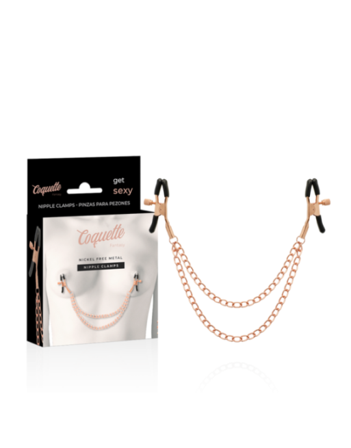 COQUETTE CHIC DESIRE - CLIPS PER CAPEZZOLI IN METALLO FANTASIA CON CATENA