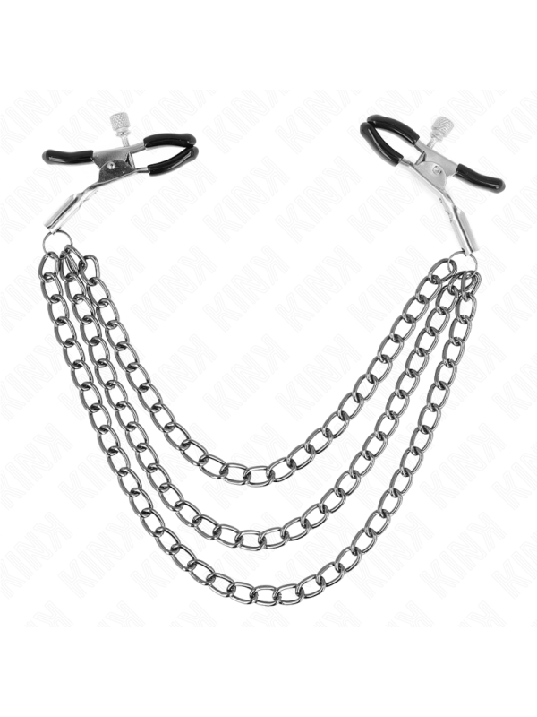 KINK - PINZE PER CAPEzzoli CON 3 CATENE NERE 20/23/28 CM