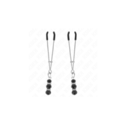 KINK - PINZE PER CAPEZZOLI SOTTILI ORO CON 3 PERLINE DI VETRO NERE 7 CM