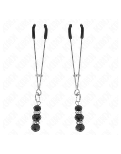 KINK - PINZE PER CAPEZZOLI SOTTILI ORO CON 3 PERLINE DI VETRO NERE 7 CM