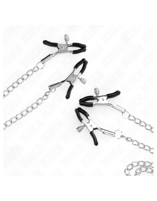 KINK - 4 MORSETTI PER CAPEZZOLI E CLIT REGOLABILI ARGENTO