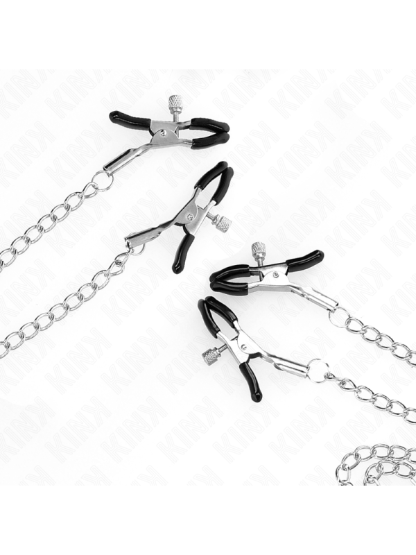 KINK - 4 MORSETTI PER CAPEZZOLI E CLIT REGOLABILI ARGENTO