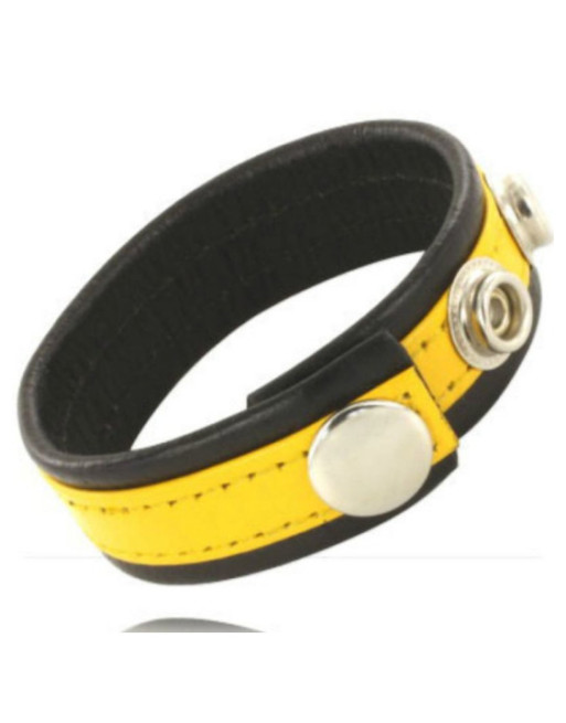 LEATHER BODY - CINTURINO IN PELLE REGOLABILE PENE GIALLO-NERO