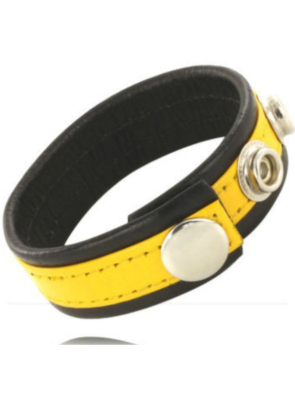 LEATHER BODY - CINTURINO IN PELLE REGOLABILE PENE GIALLO-NERO