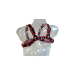 LEATHER BODY - CATENA HARNESS III NERO / ROSSO