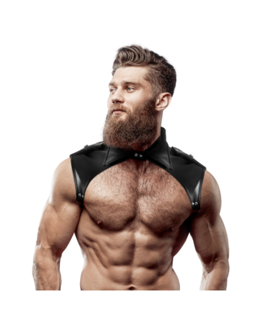 FETISH SUBMISSIVE ATTITUDE - IMBRACATURA PER IL COLLO IN ECOPELLE REGOLABILE DA UOMO BRIGADE