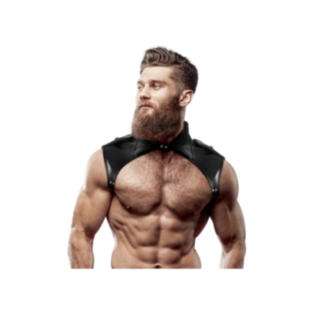 FETISH SUBMISSIVE ATTITUDE - IMBRACATURA PER IL COLLO IN ECOPELLE REGOLABILE DA UOMO BRIGADE