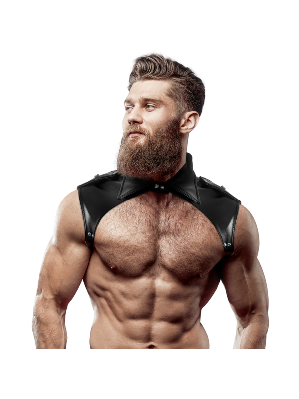 FETISH SUBMISSIVE ATTITUDE - IMBRACATURA PER IL COLLO IN ECOPELLE REGOLABILE DA UOMO BRIGADE