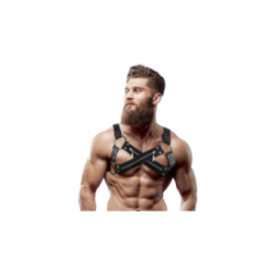 FETISH SUBMISSIVE ATTITUDE - IMBRACATURA BULLDOG IN NEOPRENE REGOLABILE CON CERNIERE PER UOMINI