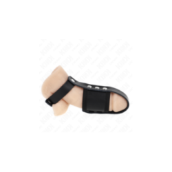 KINK - ANELLO PER GABBIA PER PENE IN PELLE CON CINTURINO DIVISORE PER PALLINE RIVESTITO REGOLABILE