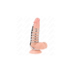 KINK - 7 ANELLI PER PENE IN METALLO DA 3,2 CM A 5 CM COLLEGATI DA PELLE