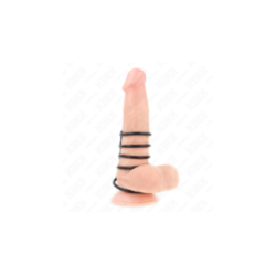 KINK - 5 ANELLI PER PENE IN SILICONE DA 3,8 CM A 4,8 CM COLLEGATI DA PELLE