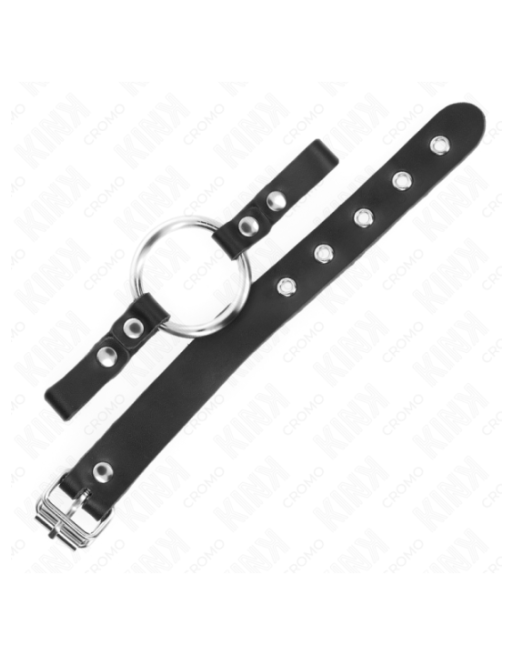 KINK - ANELLO PER PENE IN PELLE CON CHIUSURA A FIBBIA 22 X 2 CM CON ANELLO IN METALLO 4 CM