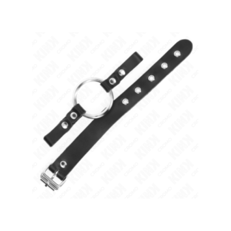 KINK - ANELLO PER PENE IN PELLE CON CHIUSURA A FIBBIA 22 X 2 CM CON ANELLO IN METALLO 4 CM
