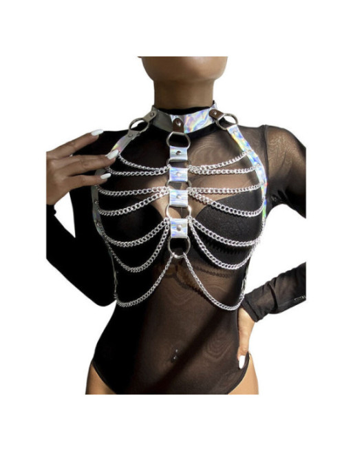 SUBBLIME - 953737 IMBRACATURA PETTORALE CON ANELLI E CATENE ARGENTO TAGLIA UNICA
