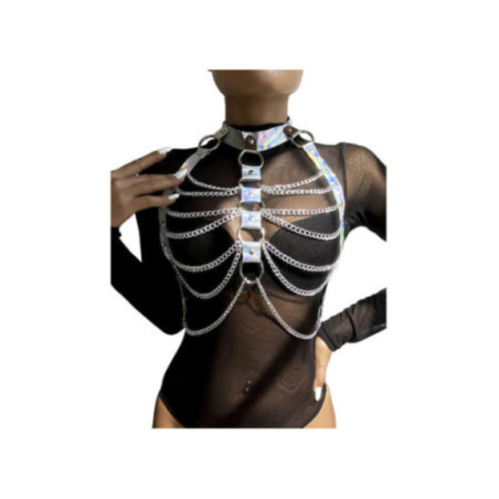 SUBBLIME - 953737 IMBRACATURA PETTORALE CON ANELLI E CATENE ARGENTO TAGLIA UNICA