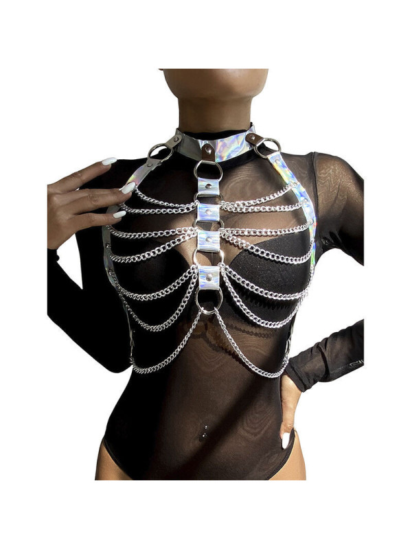 SUBBLIME - 953737 IMBRACATURA PETTORALE CON ANELLI E CATENE ARGENTO TAGLIA UNICA