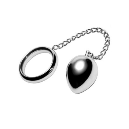METAL HARD - ANELLO COCK 40MM + CATENA CON SFERA IN METALLO