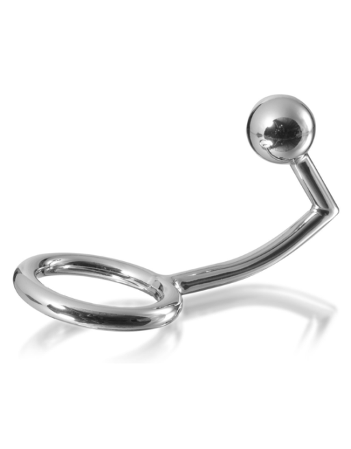 METAL HARD - ANELLO COCK RING CON GANCIO INTRUSO ANALE 40MM