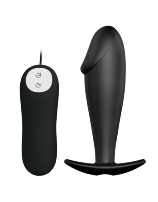 PRETTY LOVE - PLUG ANALE IN SILICONE FORMA DEL PENE E 12 MODALIT DI VIBRAZIONE NERO