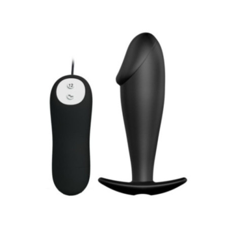 PRETTY LOVE - PLUG ANALE IN SILICONE FORMA DEL PENE E 12 MODALIT DI VIBRAZIONE NERO