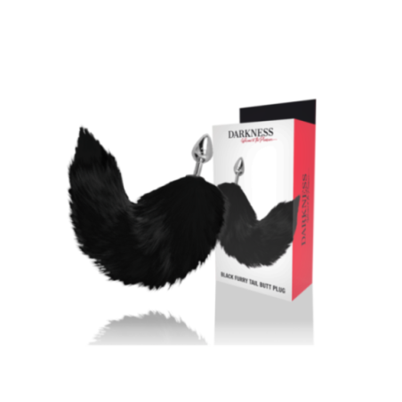 DARKNESS - PLUG ANALE ARGENTO 8 CM CON CODA NERA