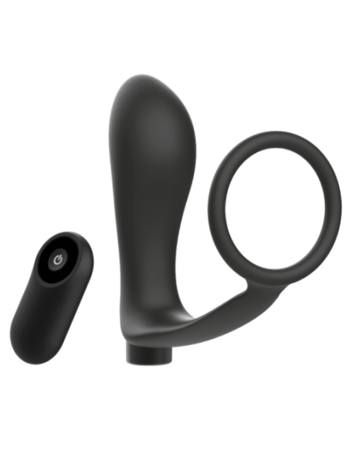 ADDICTED TOYS - ANELLO PER PENE CON TELECOMANDO PLUG ANALE NERO RICARICABILE