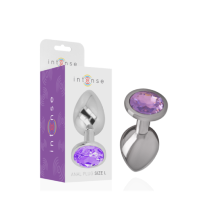 INTENSE - PLUG ANALE IN METALLO ALLUMINIO CON CRISTALLO VIOLA MISURA S