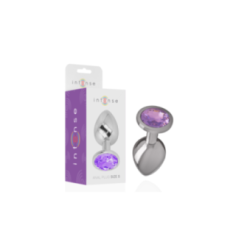 INTENSE - PLUG ANALE IN METALLO ALLUMINIO CON CRISTALLO VIOLA MISURA L