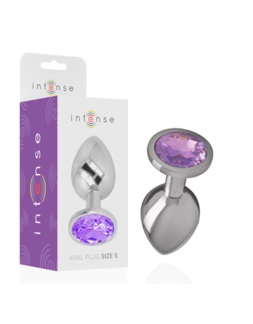 INTENSE - PLUG ANALE IN METALLO ALLUMINIO CON CRISTALLO VIOLA MISURA L