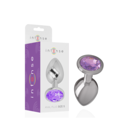 INTENSE - PLUG ANALE IN METALLO ALLUMINIO CON CRISTALLO VIOLA MISURA L