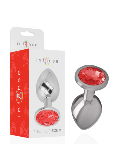 INTENSE - PLUG ANALE IN METALLO CON CRISTALLO ROSSO MISURA M