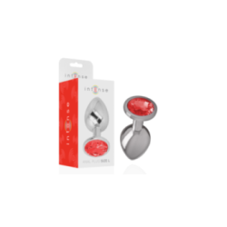INTENSE - PLUG ANALE IN METALLO ALLUMINIO CON CRISTALLO ROSSO MISURA L
