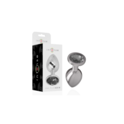 INTENSE - PLUG ANALE IN METALLO ALLUMINIO CON VETRO NERO TAGLIA M