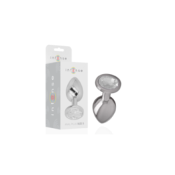 INTENSE - PLUG ANALE IN METALLO ALLUMINIO CON CRISTALLO ARGENTO MISURA S
