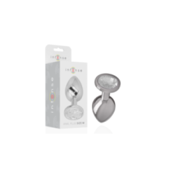 INTENSE - PLUG ANALE IN METALLO ALLUMINIO CON CRISTALLO ARGENTO TAGLIA M