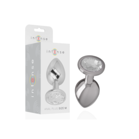 INTENSE - PLUG ANALE IN METALLO ALLUMINIO CON CRISTALLO ARGENTO TAGLIA M