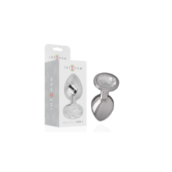 INTENSE - PLUG ANALE IN METALLO ALLUMINIO CON CRISTALLO ARGENTO MISURA L