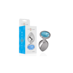 INTENSE - PLUG ANALE IN METALLO ALLUMINIO CON CRISTALLO BLU TAGLIA S