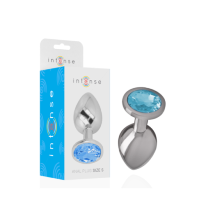 INTENSE - PLUG ANALE IN METALLO ALLUMINIO CON CRISTALLO BLU TAGLIA S