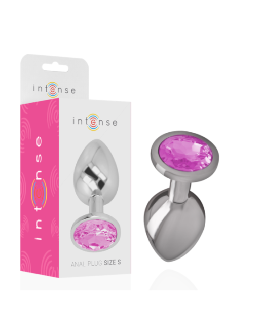 INTENSE - PLUG ANALE IN METALLO ALLUMINIO CON CRISTALLO ROSA TAGLIA S