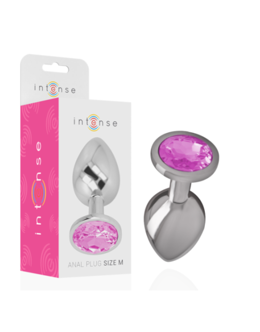 INTENSE - PLUG ANALE IN METALLO ALLUMINIO CON CRISTALLO ROSA TAGLIA M